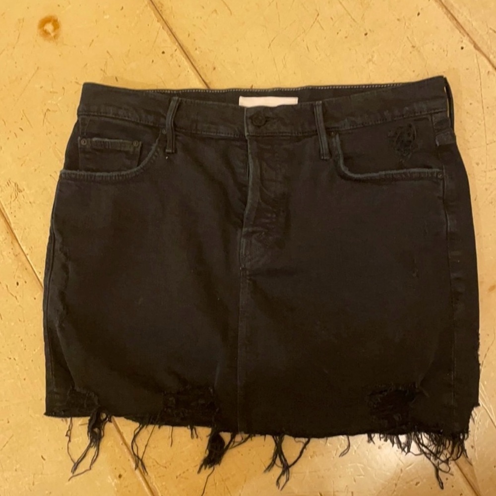 MOTHER BLACK DENIM JEAN SKIRT